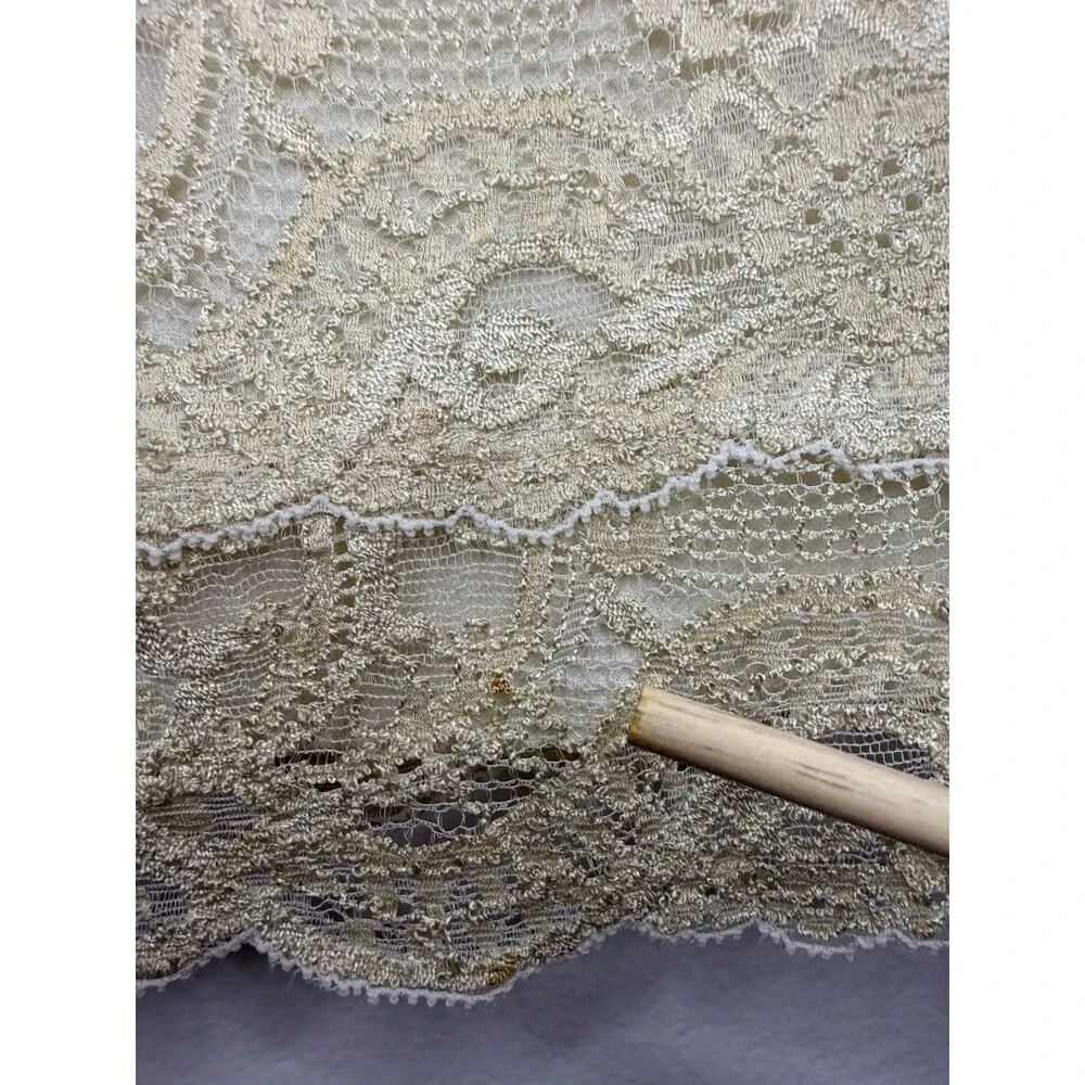 Vintage Kay Celine Lace Top 3/4 Sleeve Front Lined Sheer Back Ivory Sz M 90's - Picture 7 of 12